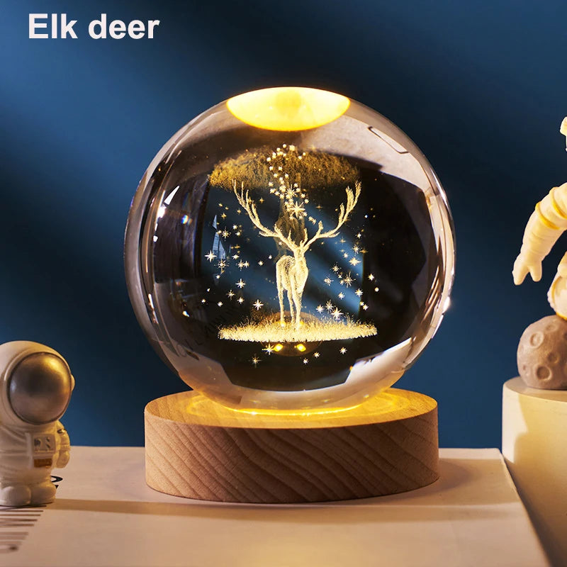 3D Crystal Ball Astronomy Solar System, Moon, or Galaxy