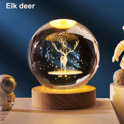 3D Crystal Ball Astronomy Solar System, Moon, or Galaxy