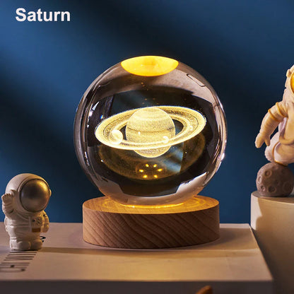 3D Crystal Ball Astronomy Solar System, Moon, or Galaxy